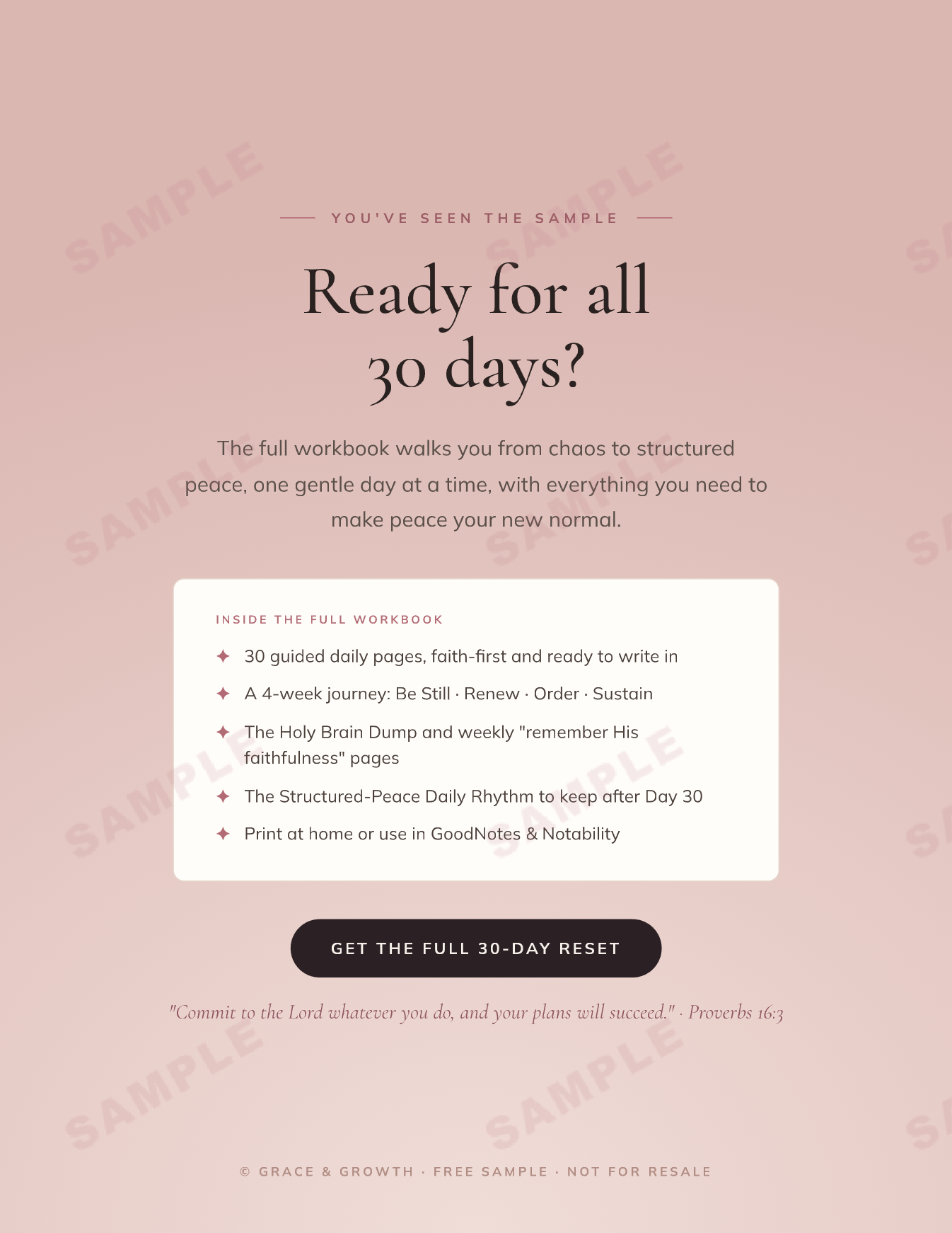 The 30-Day Reset: From Chaos to Structured Peace — Faith-First Printable Workbook & Journal