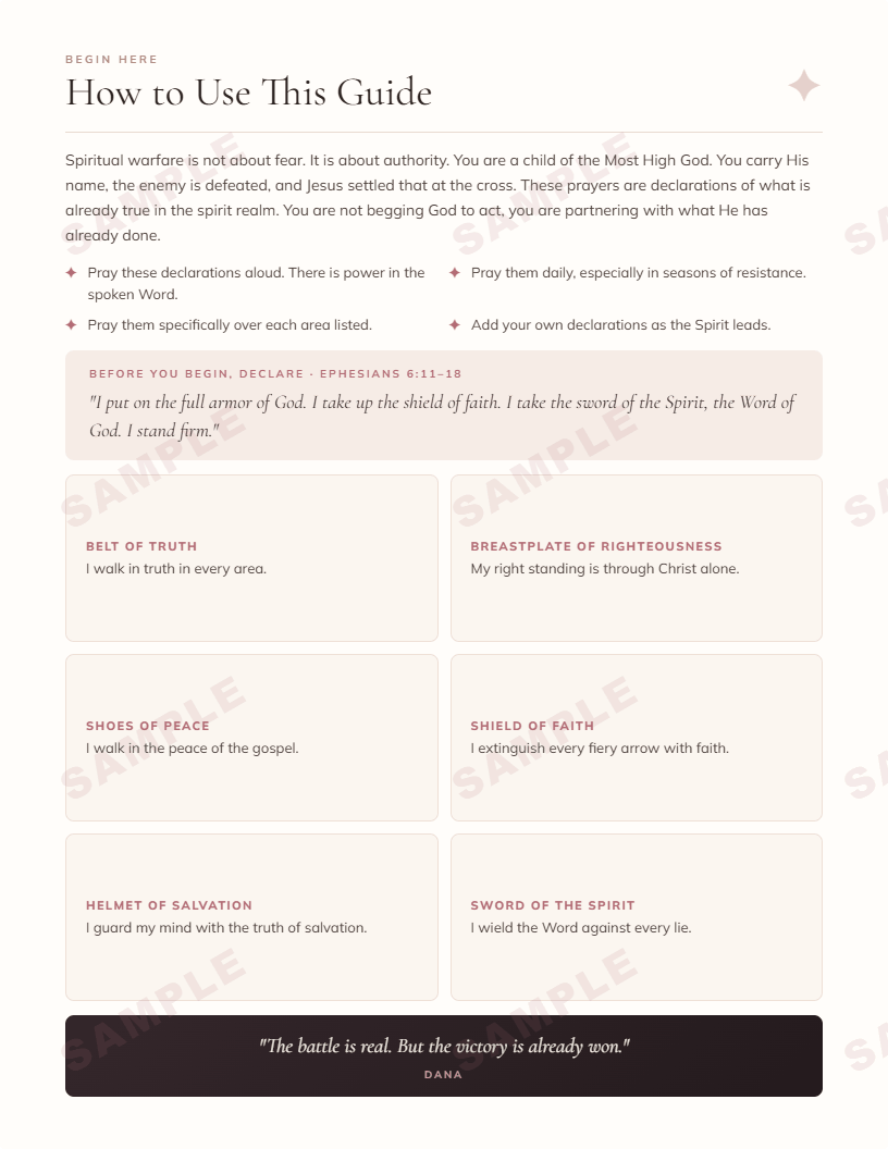 Spiritual Warfare Prayer Guide · Printable Scripture Declarations