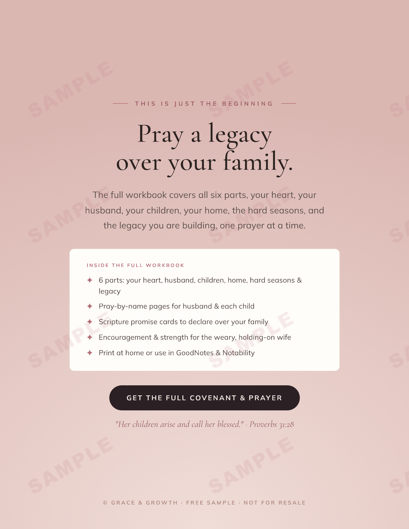 Covenant & Prayer: A Prayer Workbook for Wives | Praying for Your Marriage & Family with Strength & Hope (Printable)