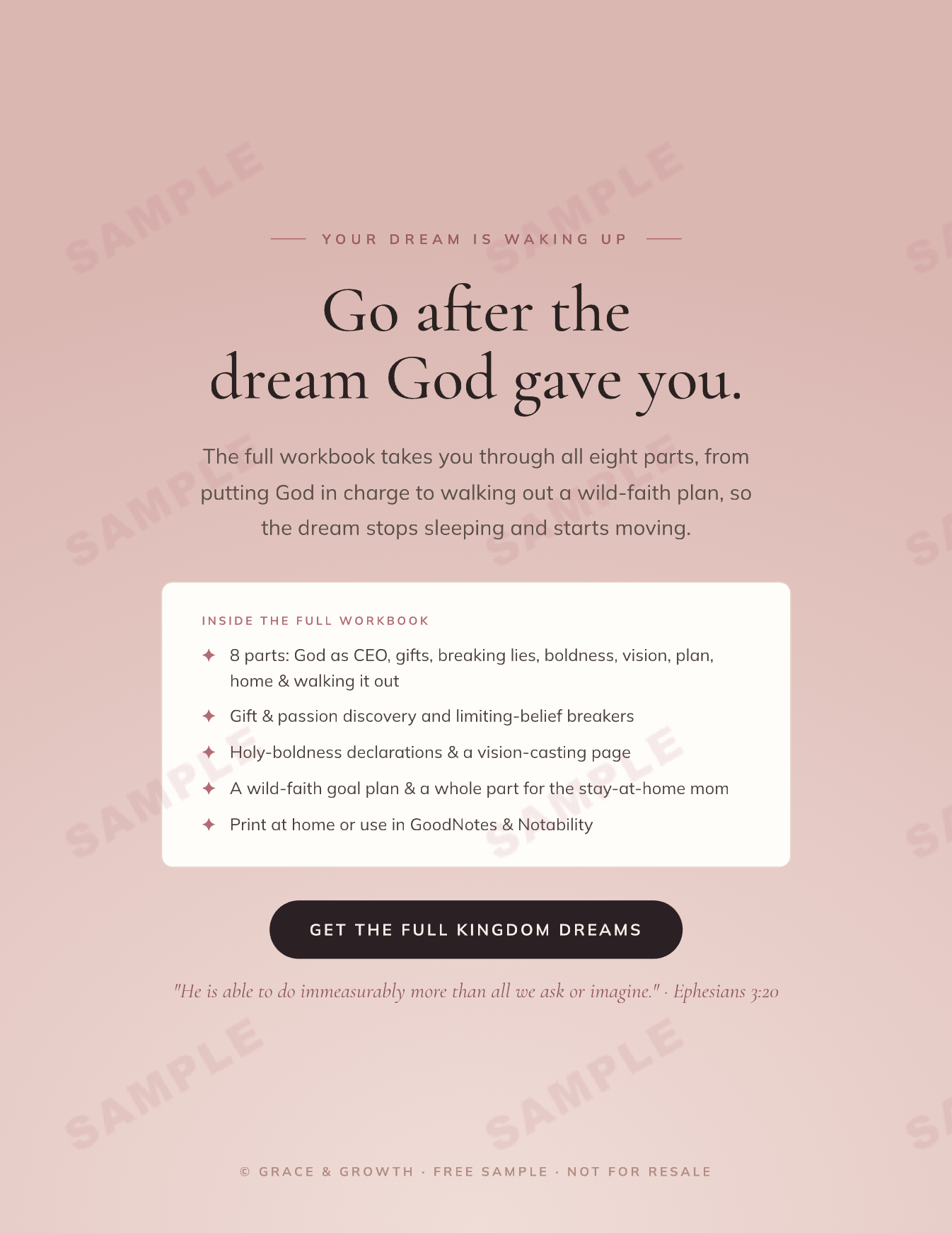 Kingdom Dreams: A Wild-Faith Vision Workbook for Christian Women | Dreams, Goals, Gifts & Holy Boldness with God as CEO (Printable)